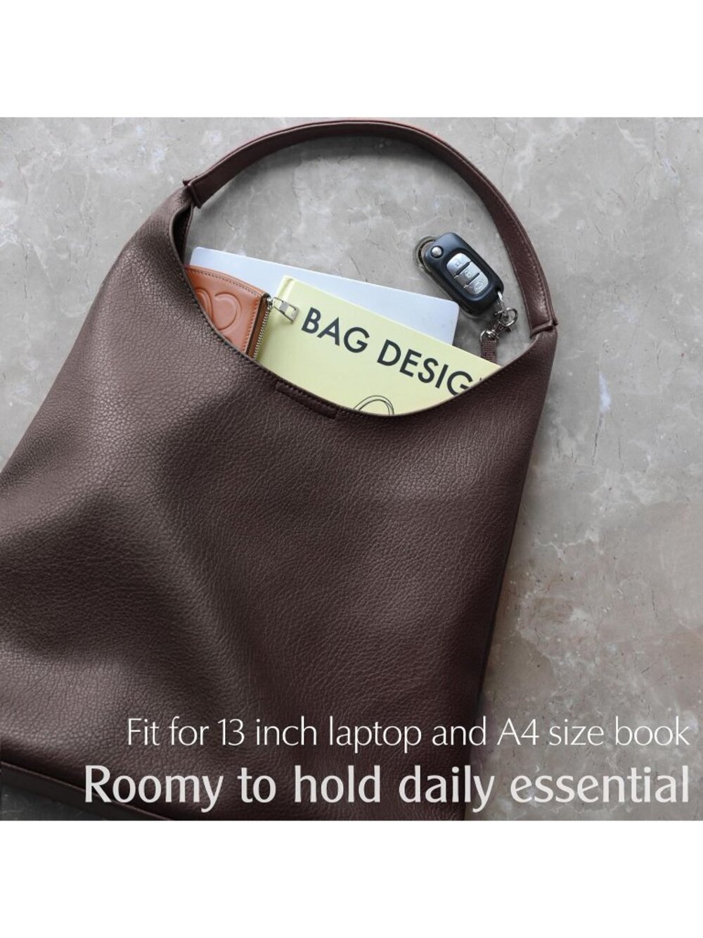 New Hobo Bags for Women Soft Vegan Leather Shoulder Handbag Slouchy Tote Purses - Picture 6 of 7